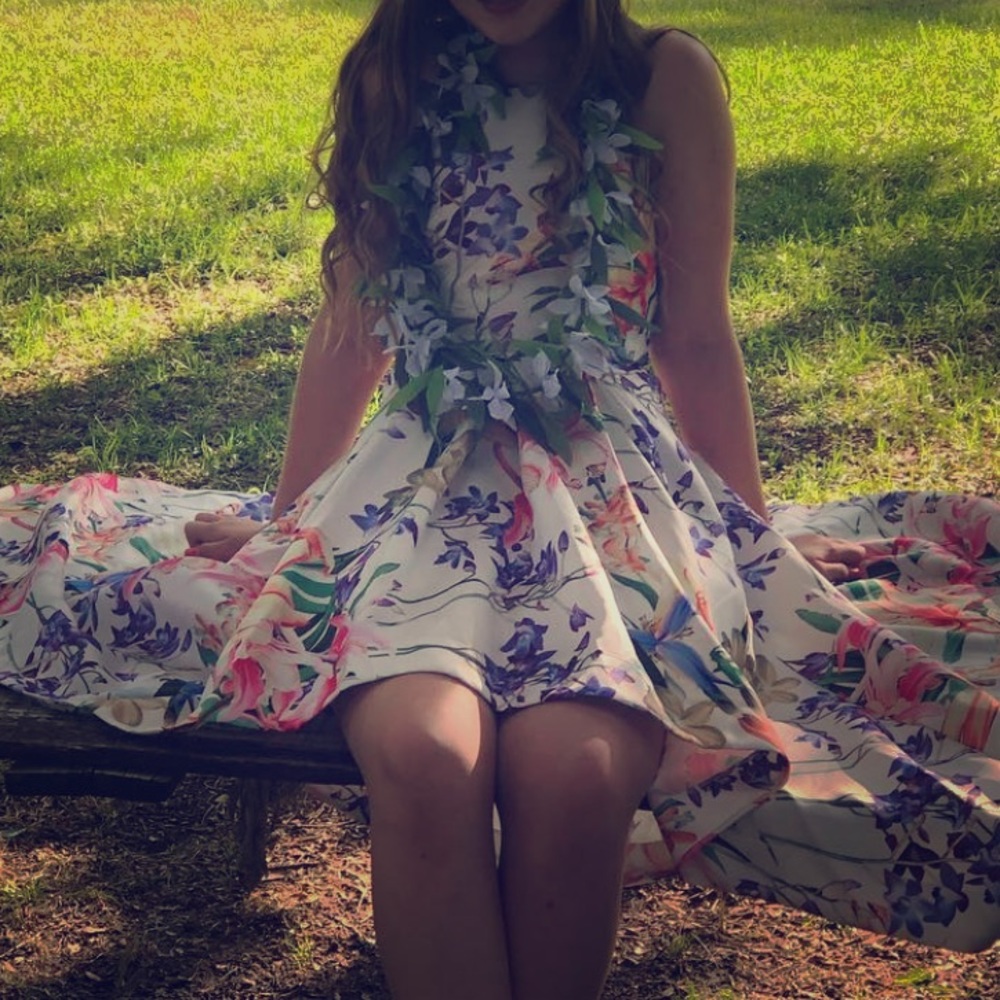 High-low floral print Hawaiian hoco dress size 0
